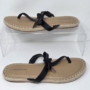 LANE BRYANT Women's Sandal Size 9.5W  Wide Black Slip On Thong flats